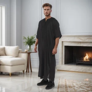 Black Embroidered Moroccan Thobes Men Canada