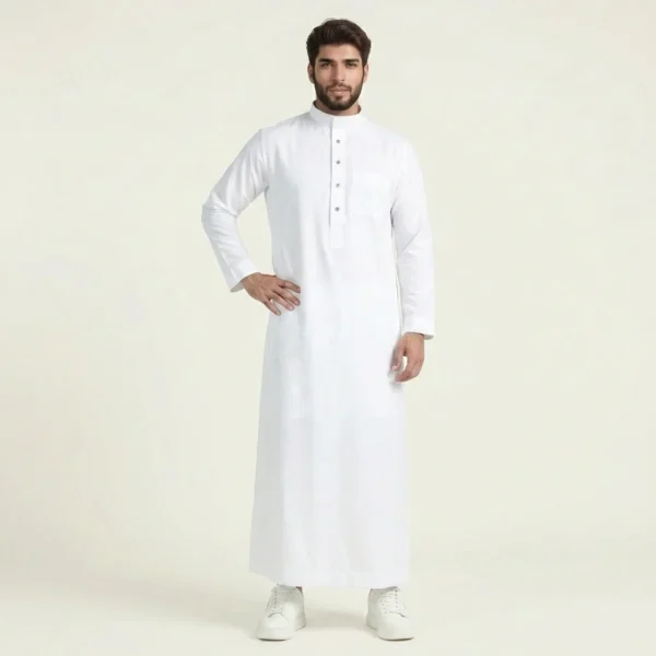 White Saudi Collar Thobe