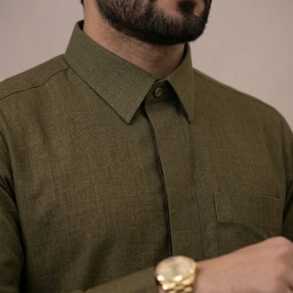 Olive Green Saudi Thobe For Men