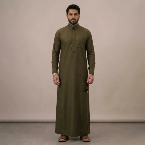 Olive Green Saudi Thobe For Men