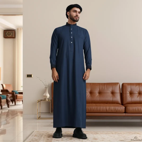 Blue Saudi Thobe For Mens
