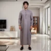 Dark Grey Embroidered Men's Saudi Arabia Thobe Canada Dark Grey Embroidered Men's Saudi Arabia Thobe Canada