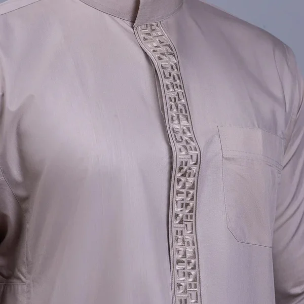Dark Grey Embroidered Men's Saudi Arabia Thobes Canada Dark Grey Embroidered Men's Saudi Arabia Thobe