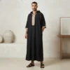 Designer Black Hooded Mens Moroccan Thobes CA Mens Moroccan Thobes CA