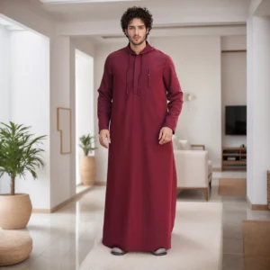 Maroon Hooded Thobe