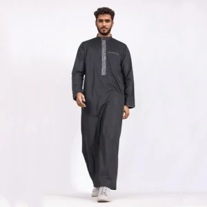 Embroidered Black Thobe