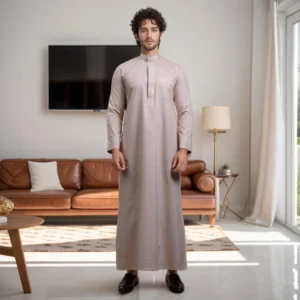 Embroidered Men’s Pastel Grey Saudi Thobe Canada Embroidered Men’s Pastel Grey Saudi Thobe Canada