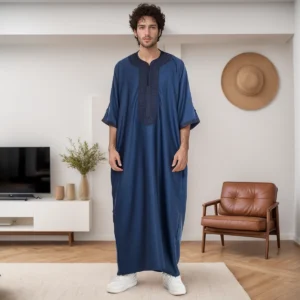 Embroidered Navy Blue Mens Moroccan Thobes Canada Navy Blue Mens Moroccan Thobes Canada
