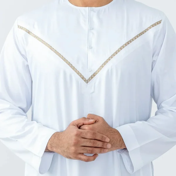 Embroidered Omani White Thobe For Men Canada Omani White Thobe For Men