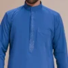 Embroidered Royal Blue Cotton Thobe For Mens Canada Blue Cotton Thobe For Mens Canada
