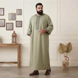 Embroidered Sage Green Moroccan 6XL Men Thobes Canada