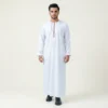 Embroidered White and Red Emirati Thobe For Men CA Embroidered White and Red Emirati Thobe For Men