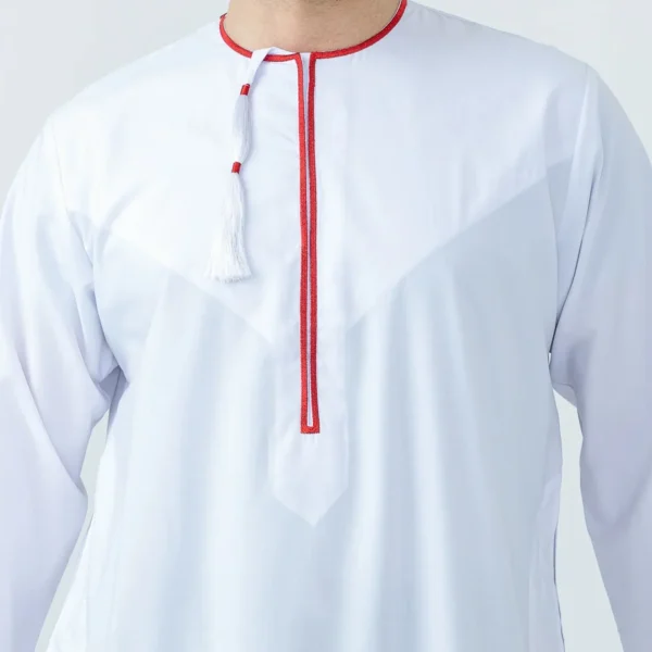 Embroidered White and Red Emirati Thobe For Men Canada White and Red Emirati Thobe For Men