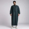 Emirati Men's Dark Teal Thobe with Contrast Piping CA Emirati Men's Dark Teal Thobe