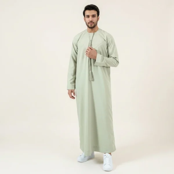 Emirati Sage Green Thobe For Mens CA Emirati Sage Green Thobe For Mens