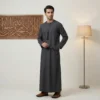 Emirati Style Charcoal Grey Thobe for Men CA Emirati Style Charcoal Grey Thobe for Men