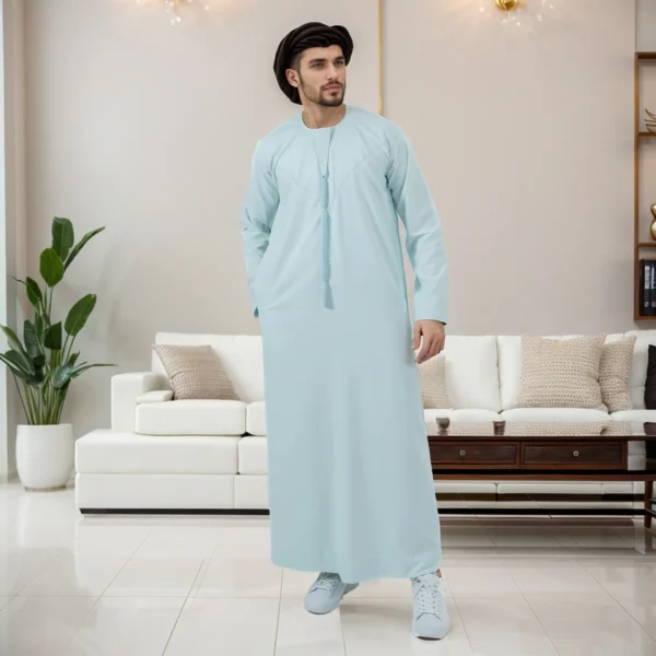 Emirati Style Ice Blue Thobes For Men