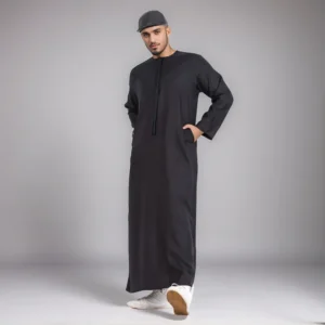 Emirati Style Jet Black Mens Islamic Thobe Canada Black Mens Islamic Thobe