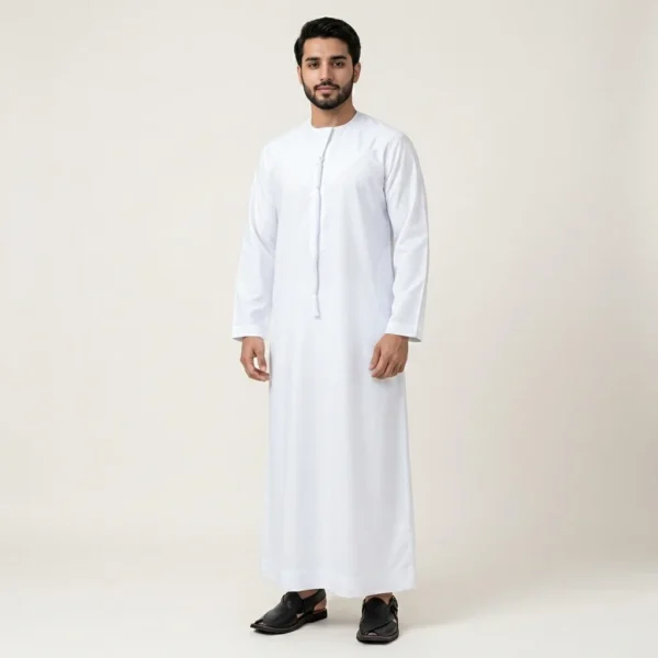 White Tassel Thobe For Men