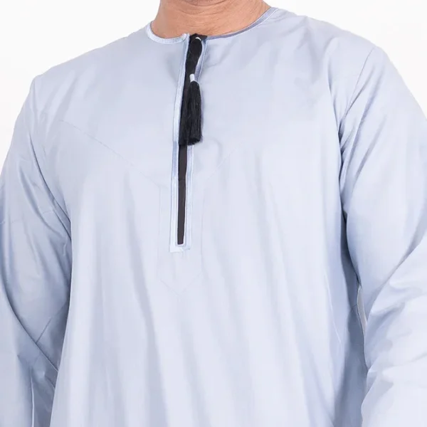 Emirati Style Sky Blue Mens Cotton Thobe CA Blue Mens Cotton Thobe CA