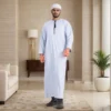 Emirati Style Sky Blue Mens Cotton Thobe Canada Blue Mens Cotton Thobe Canada