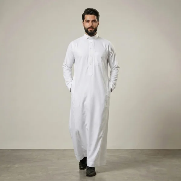 Executive Men's White Cashmere Wool Thobe CA Executive Men's White Cashmere Wool Thobe