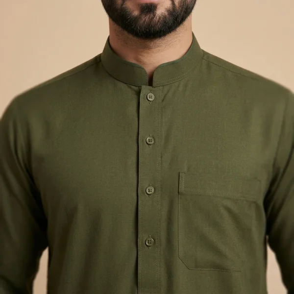 Executive Olive Green Saudi Thobe For Men