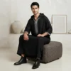 Jet Black Hooded Moroccan Thobes Men CA Hooded Moroccan Thobes Men CA