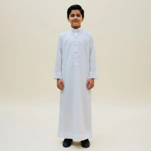 White Saudi Thobe For Boys