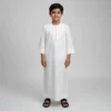 Kids Classic White Zipper Thobe For Boys
