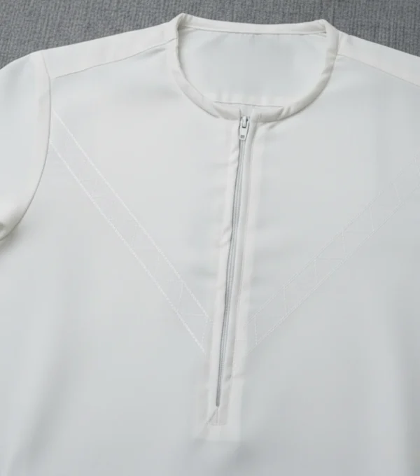 Kids Classic White Zipper Thobe For Boys
