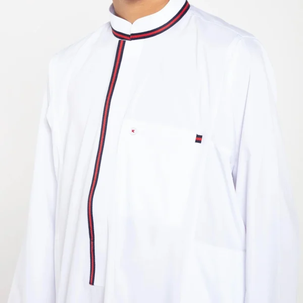 Kids Formal White Striped Piping Thobe for Boys Canada Kids Formal White Striped Piping Thobe for Boys