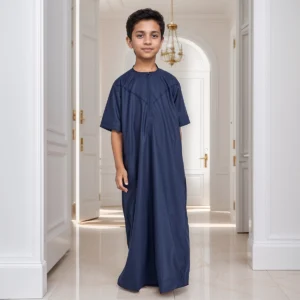 Kids Omani Navy Blue Half Sleeve Thobe Canada Kids Omani Navy Blue Half Sleeve Thobe