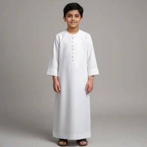 Kids Pure White Formal Thobe for Boys