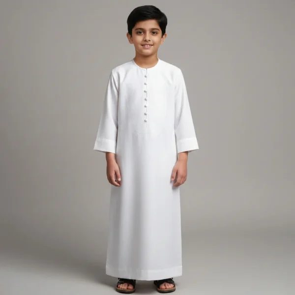 Kids Pure White Formal Thobe for Boys