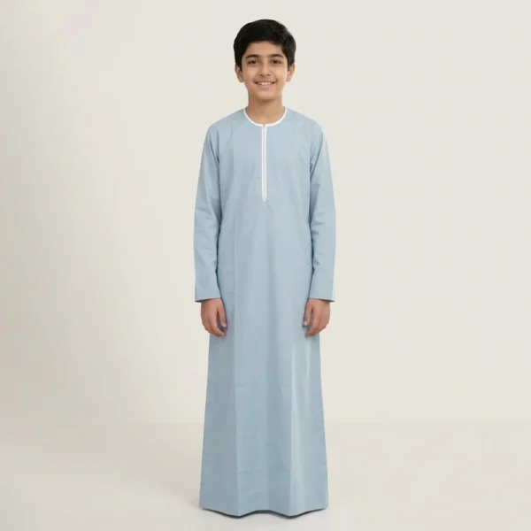 Kids Sky Blue Zipper Thobe