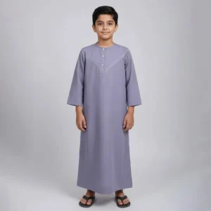 Kids V Stitch Detail Grey Blue Omani Thobe Canada Grey Blue Omani Thobe