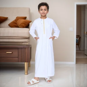 Omani Style Thobe with Gold Trim