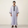Lavender Grey with Black Embroidery Moroccan Thobes Men CA Moroccan Thobes Men CA