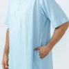 Light Blue Half Sleeve Zipper Thobe For Mens