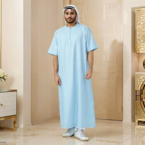 Half Sleeve Zipper Thobe For Mens