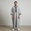 Light Grey with Black Embroidery Mens Moroccan Thobes Canada Embroidery Mens Moroccan Thobes Canada