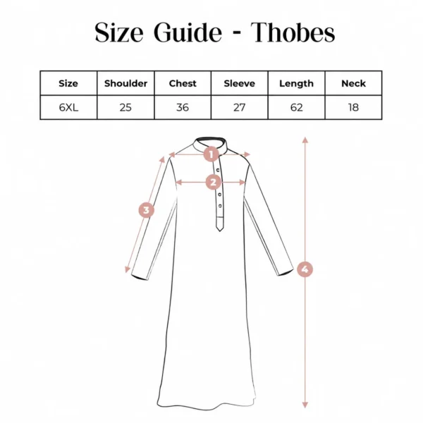 Men Thobes Size Guide 6XL Canada