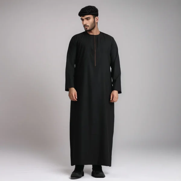 Jet Black Omani Style Thobe