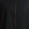 Men’s Jet Black Omani Style Thobe with Contrast Piping