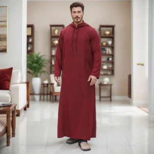 Men’s Maroon Hooded Cotton Thobe Canada Hooded Cotton Thobe Canada