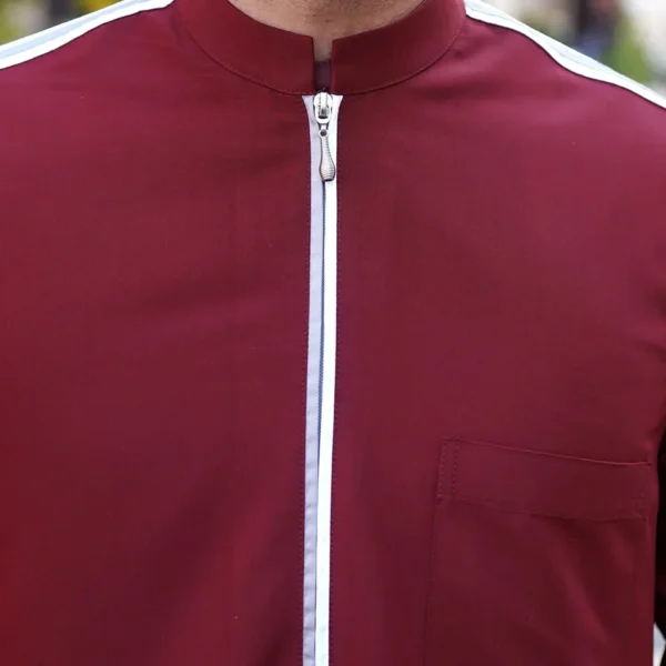 Men's Maroon Thobe With Dual Side Sleeve Stripes CA Men's Maroon Thobe