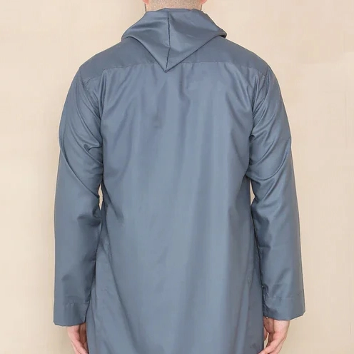 Men's Modern Half Zip Steel Grey Hooded Thobe CA Men's Modern Half Zip Steel Grey Hooded Thobe
