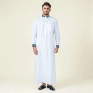 Collar Style White Thobe For Men