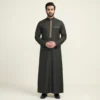 Modern Embroidered Black and Gold Saudi Thobe Canada
